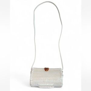 Elegant White Woven Anthropology Shoulder Bag